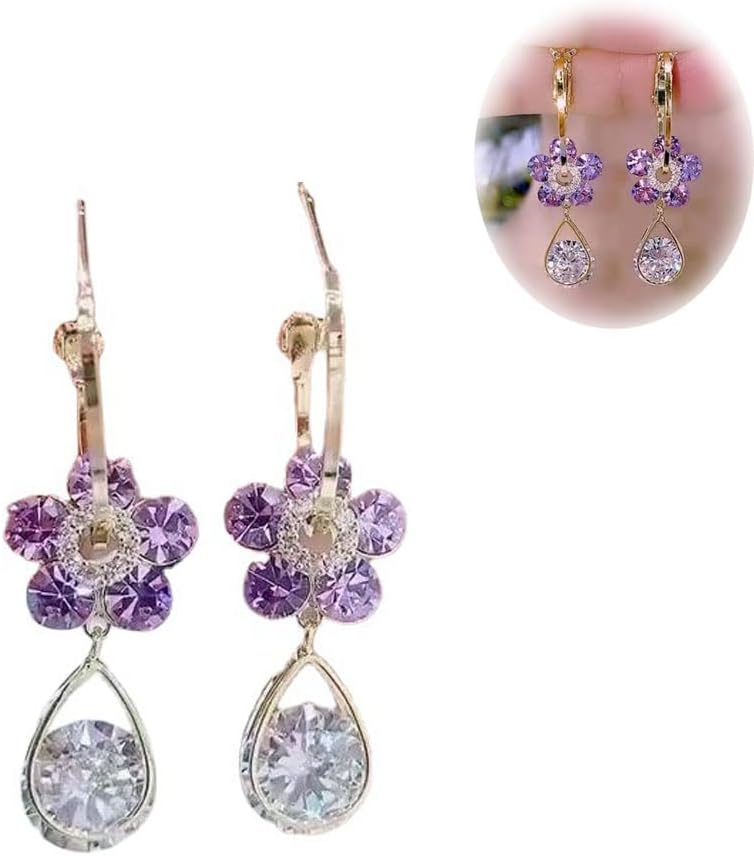 Korean Diamond Flower Drop Earrings - Gulmohar Jewels