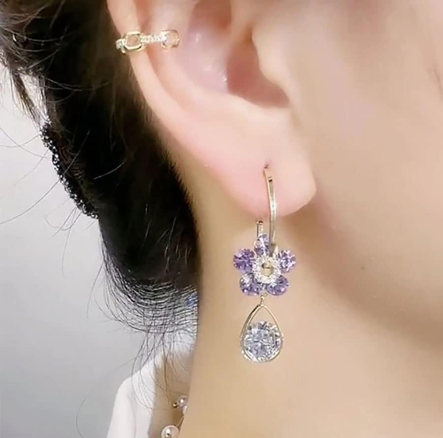 Korean Diamond Flower Drop Earrings - Gulmohar Jewels