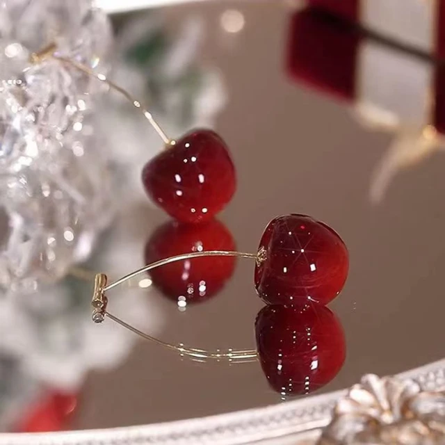 Korean Cherry Drop Earrings - Gulmohar Jewels