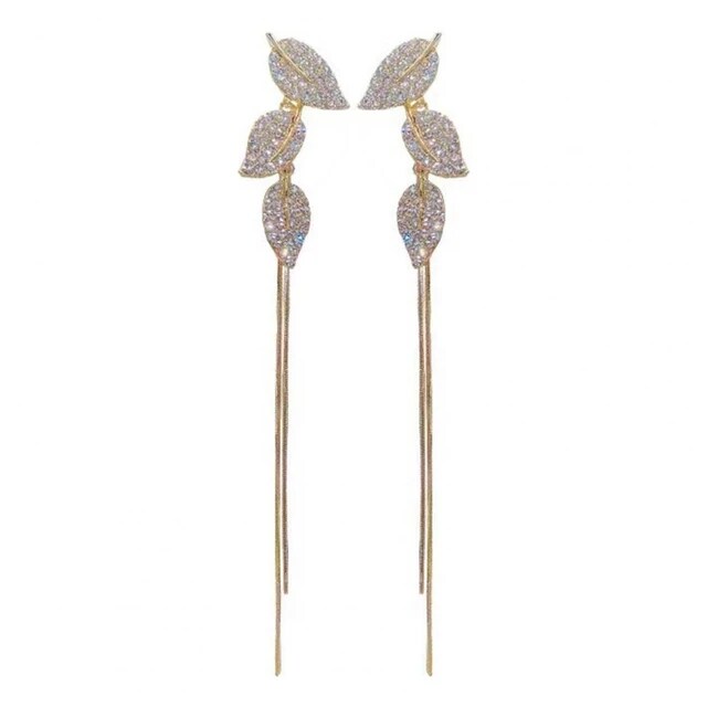 Korean Leaf Dangle Earrings - Gulmohar Jewels