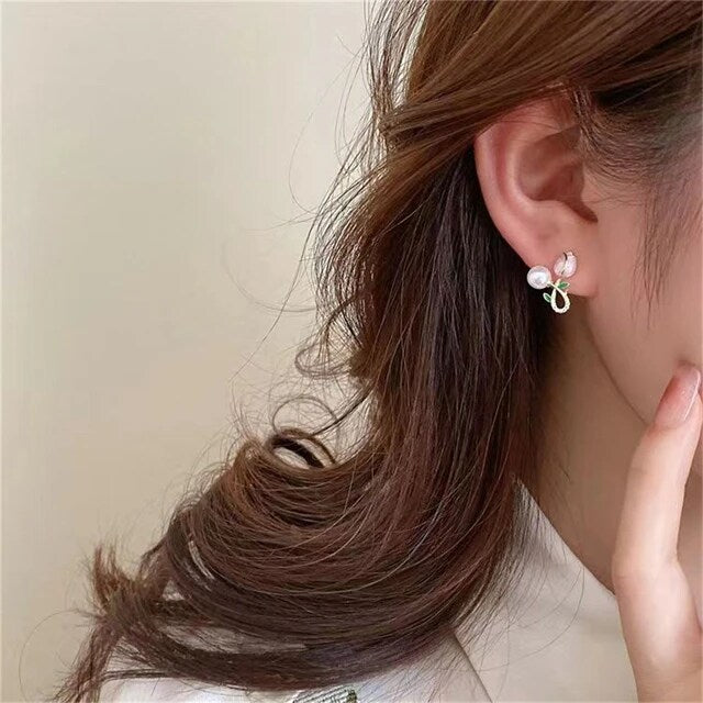 Korean Tulips Stud Earrings - Gulmohar Jewels