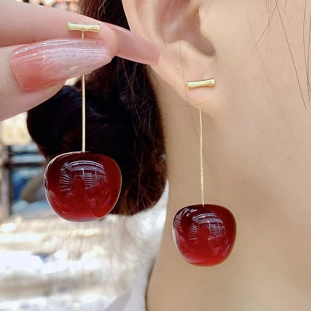 Korean Cherry Drop Earrings - Gulmohar Jewels