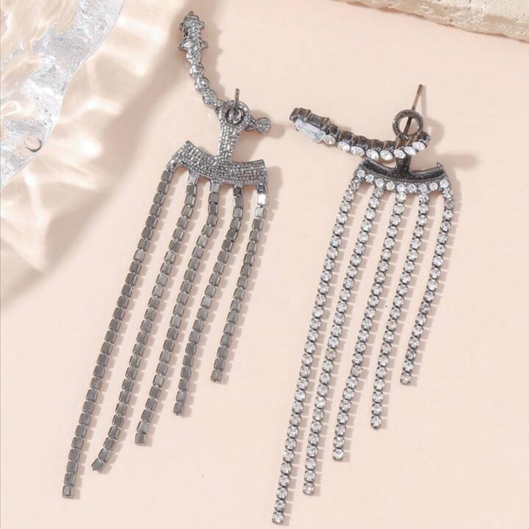 Korean Dangle Diamond Earrings - Gulmohar Jewels