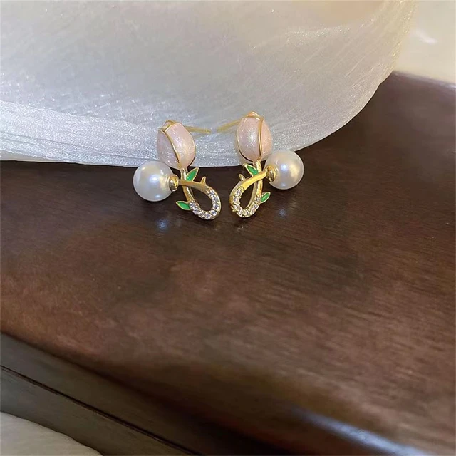 Korean Tulips Stud Earrings - Gulmohar Jewels